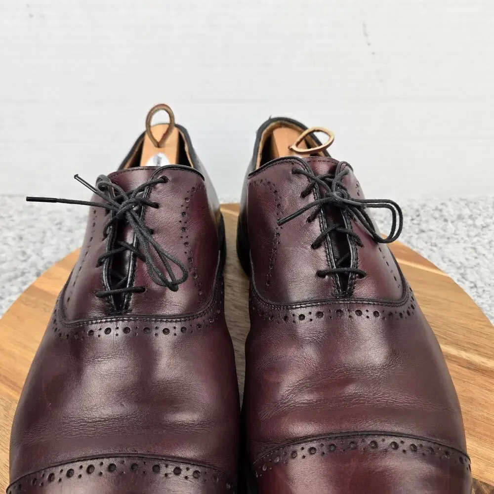 Allen Edmonds Mens 13 3E Wide Hale Oxblood Cap Toe Brogue Oxford Dress Shoe